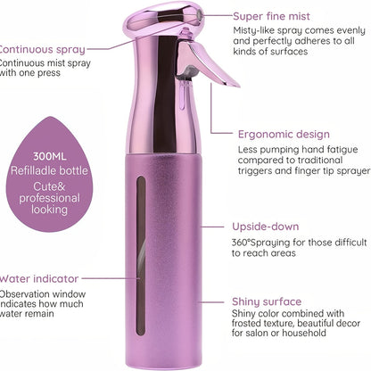 fachgo | 1pcs 300ml Electroplating Continuous Spray Bottle Automatic High-pressure Spray Bottle Hairdressing Alcohol Disinfection Spray Bottle
