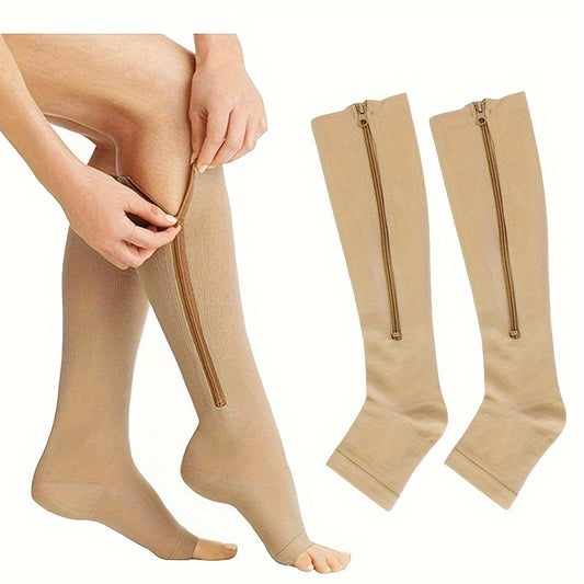 fachgo | Toeless Compression Socks With Side Zipper For All Day Wear, Sports Socks - Breathable & Moisture-Wicking Fabric - For Runners & Athletes - Ideal for Sports & Recovery