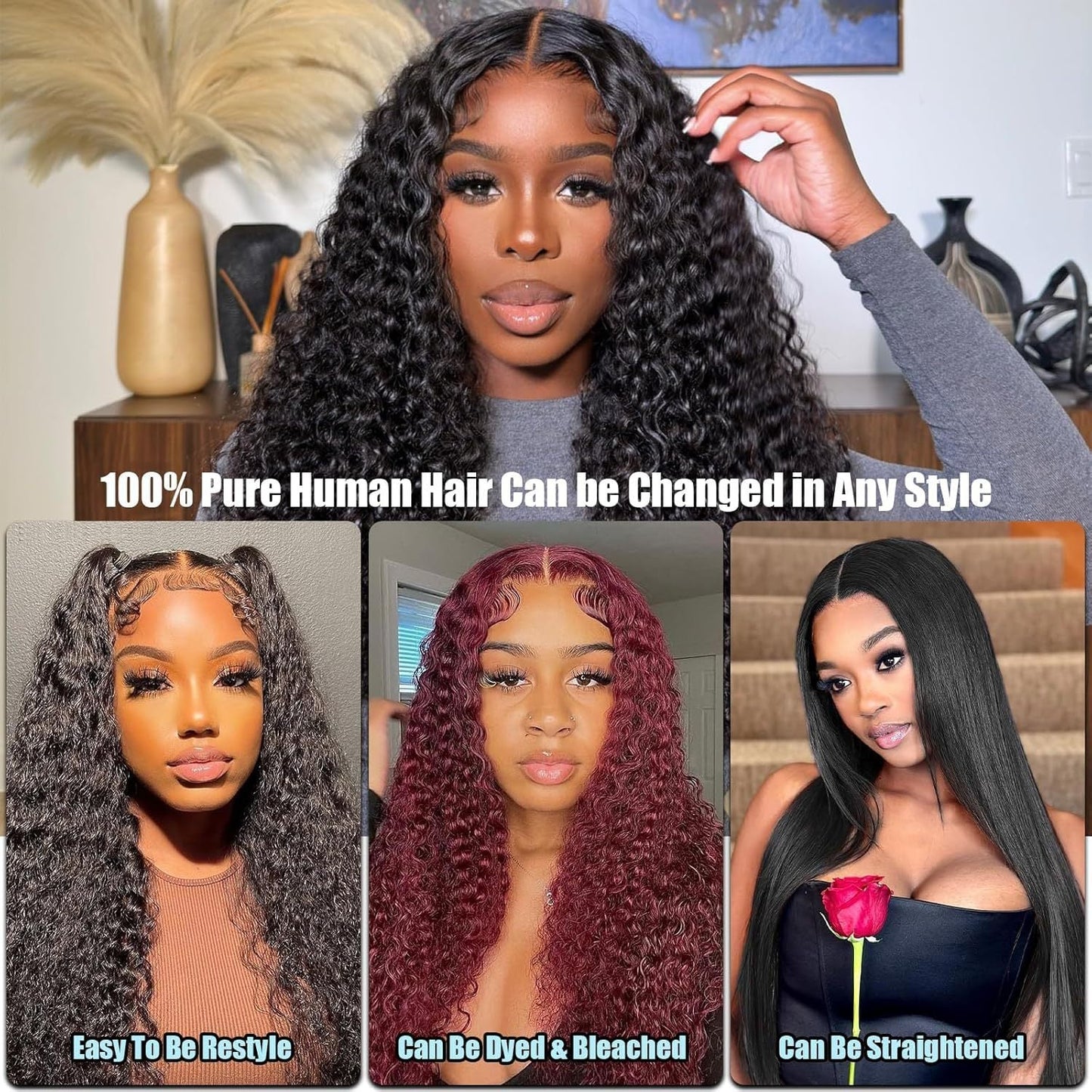 fachgo | Front Lace Human Hair Wig Deep Wave Human Wigs