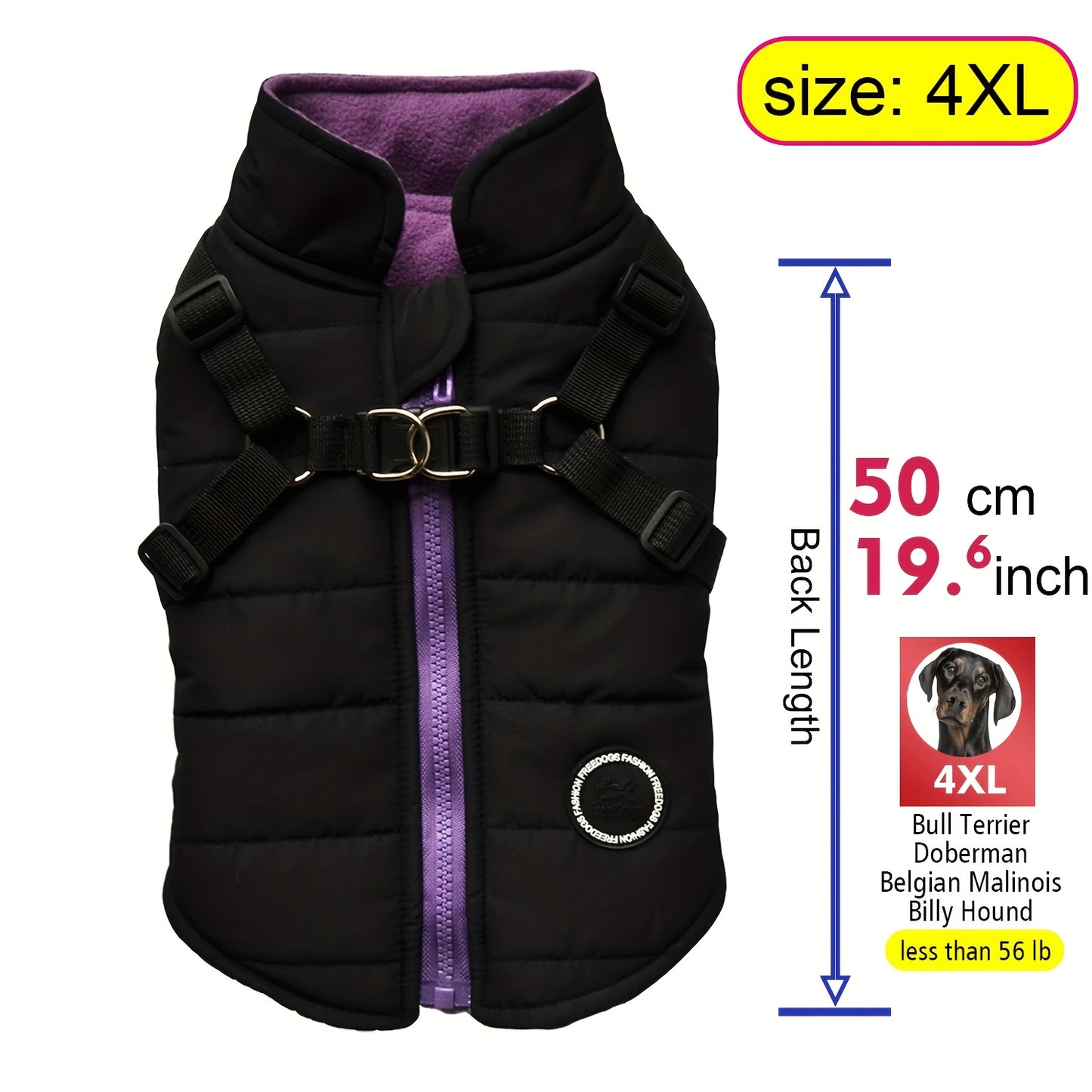 fachgo | Warm Padded Dog Vest with Harness for Small And Medium Dogs - Red Coat for Extra Comfort And Security Christmas Gift