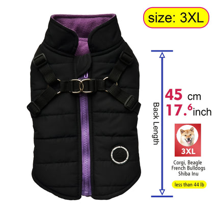 fachgo | Warm Padded Dog Vest with Harness for Small And Medium Dogs - Red Coat for Extra Comfort And Security Christmas Gift