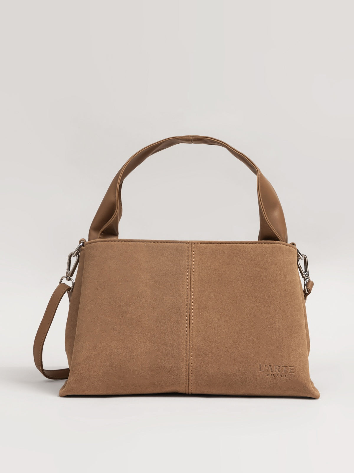 Women's handbag leather Touch in brown artificial leather, dimensions 29x17x18 cm, made in China.