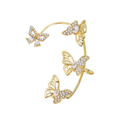 fachgo | Women'S Elegant Butterfly Ear Cuffs - No-Piercing Ear Hooks, Synthetic Gemstone Accents, Everyday & Formal Jewelry for Parties, Weddings, Everyday Outfits - Non-Piercing Ear Clips for Sensitive Light Beige, Party Accessories,