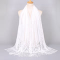 Floral Lace Shawl for Women Elegant Tassel Mesh Scarf