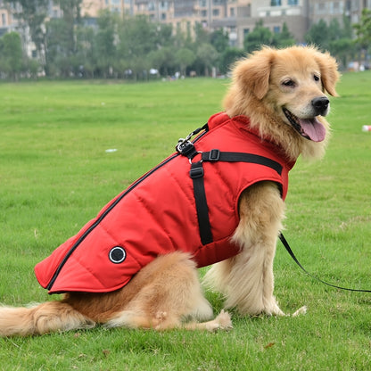 fachgo | Warm Padded Dog Vest with Harness for Small And Medium Dogs - Red Coat for Extra Comfort And Security Christmas Gift