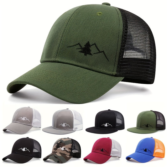 fachgo | [Retro Washed Mesh Hat] Vintage Pine Tree Embroidered Trucker Cap | Retro Washed Mesh Hat, Outdoor Forest Style Baseball Cap for Men and Women