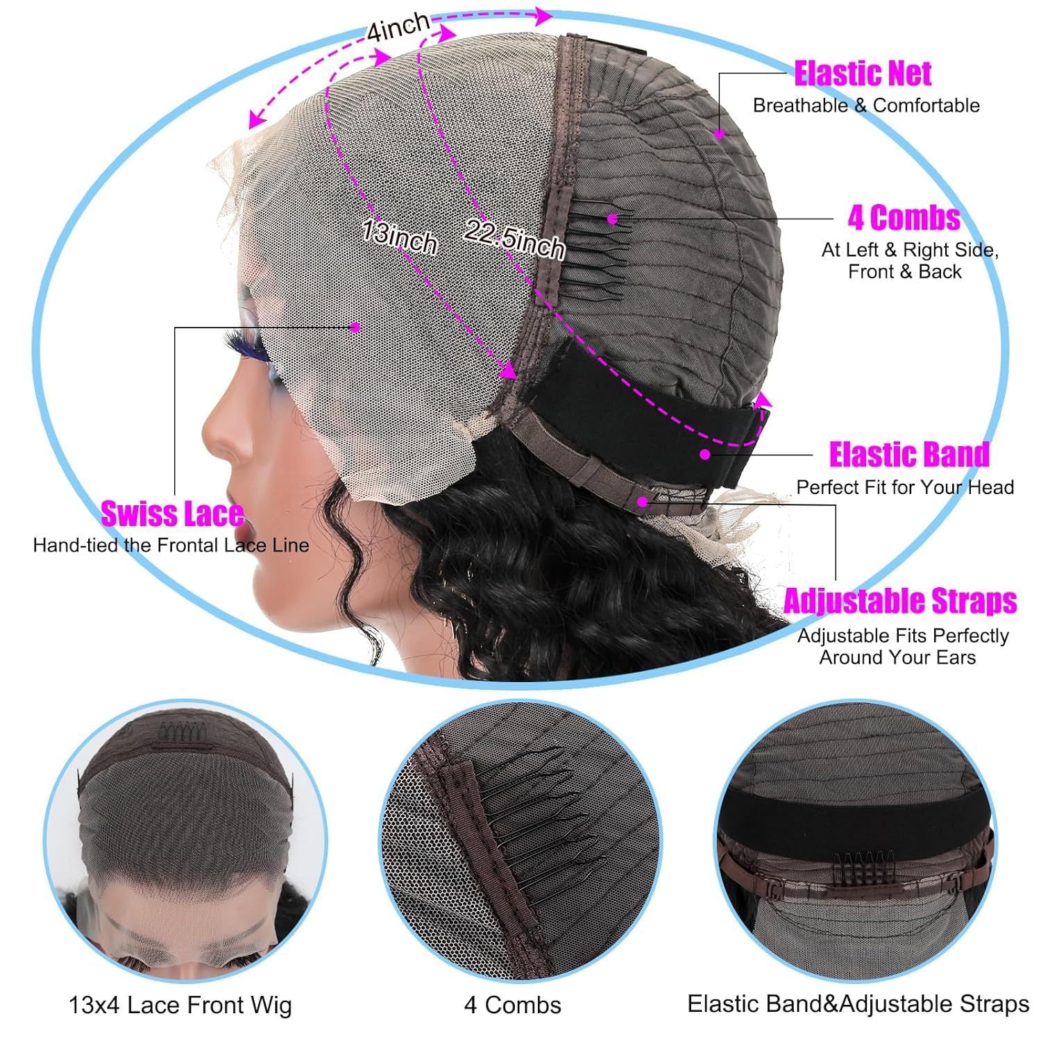 fachgo | Front Lace Human Hair Wig Deep Wave Human Wigs