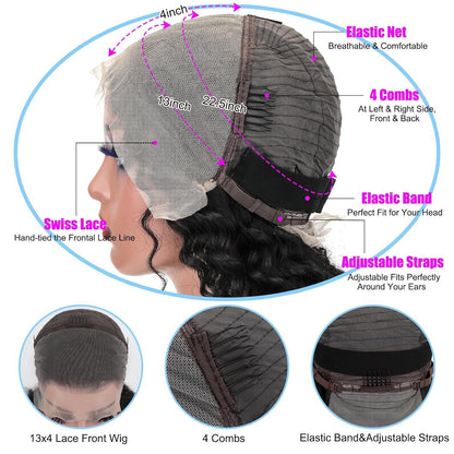 fachgo | Front Lace Human Hair Wig Deep Wave Human Wigs