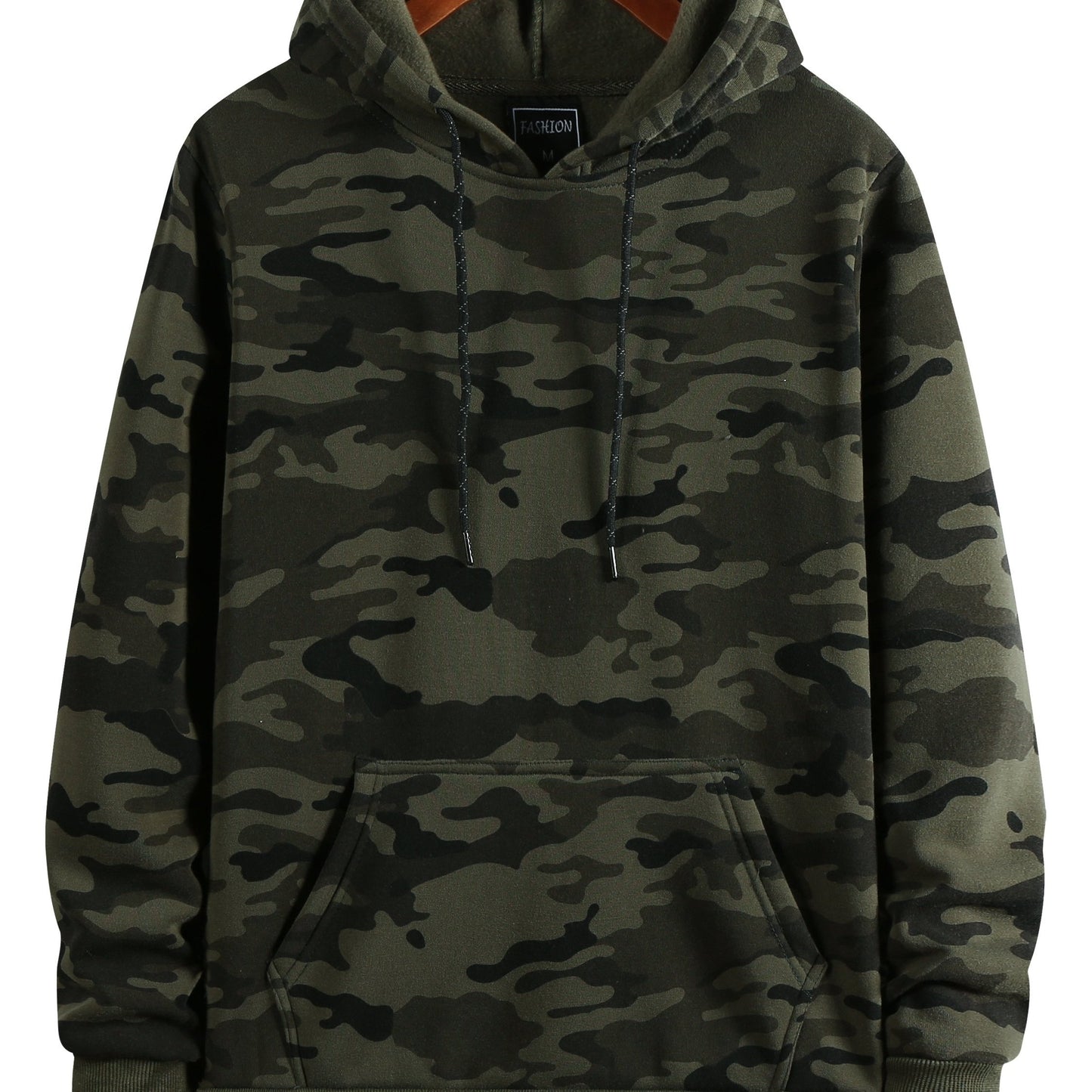 fachgo | [Camouflage Sweatshirt] Autumn Winter Hooded Men's Camouflage Loose Pullover Fleece Sweatshirt | Fleece, Hooded