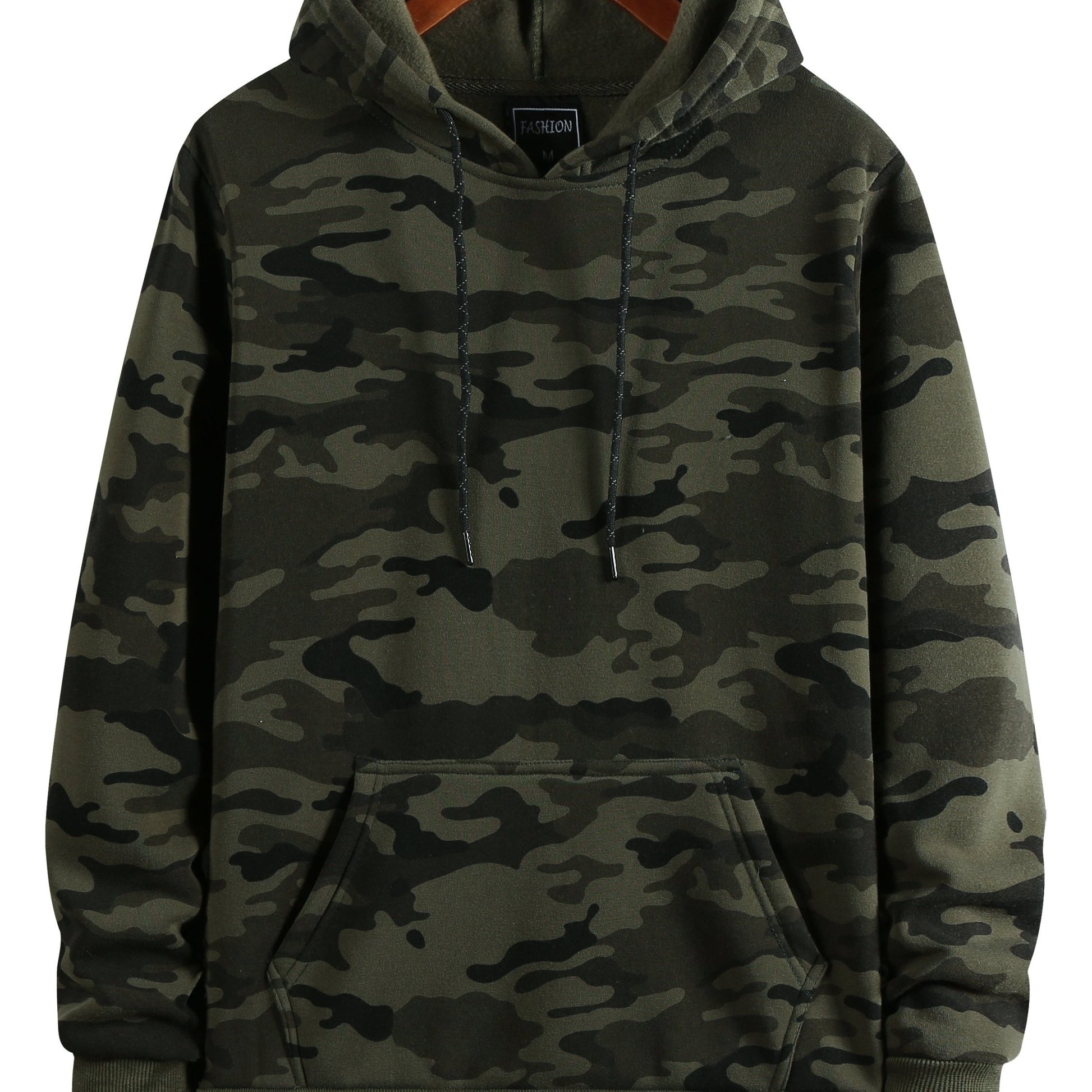 fachgo | [Camouflage Sweatshirt] Autumn Winter Hooded Men's Camouflage Loose Pullover Fleece Sweatshirt | Fleece, Hooded