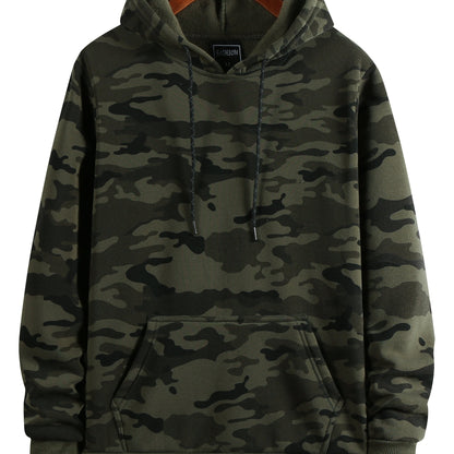 fachgo | [Camouflage Sweatshirt] Autumn Winter Hooded Men's Camouflage Loose Pullover Fleece Sweatshirt | Fleece, Hooded