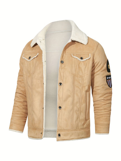 fachgo | H01 Faux Fur Coat Composite Plush Thickened Warm Men's Jacket