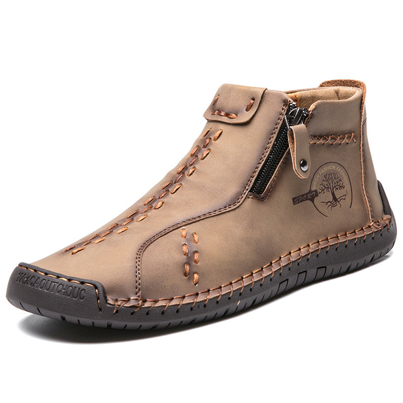 fachgo | Men's Handmade PU Boots with Zipper, Casual