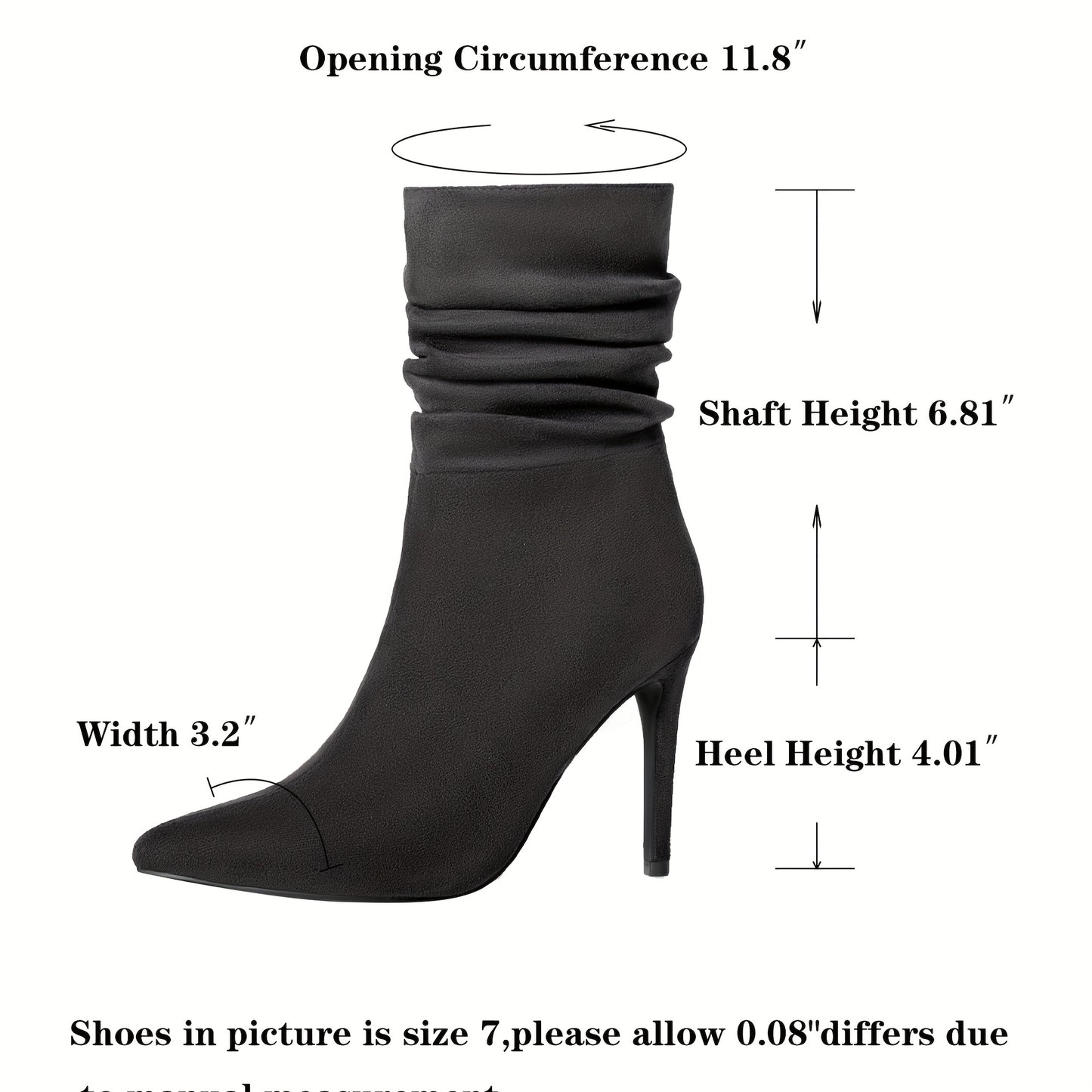 fachgo | Women's Mid-Calf Boots, Plain Fashionable Boots with Zipper for Comfort and Casual Wear, Round Toe in the Middle of Calf