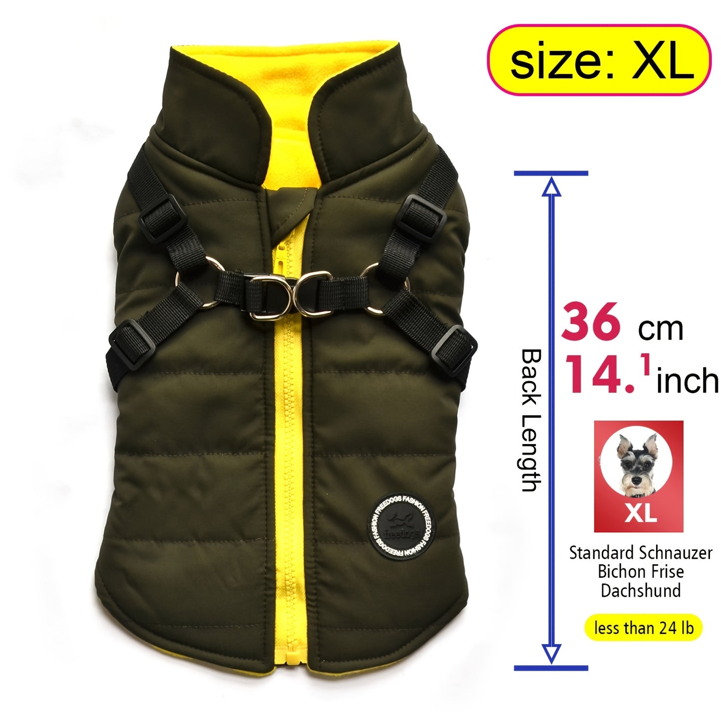 fachgo | Warm Padded Dog Vest with Harness for Small And Medium Dogs - Red Coat for Extra Comfort And Security Christmas Gift