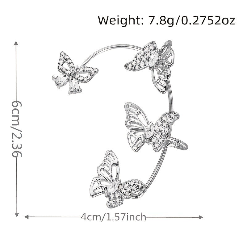 fachgo | Women'S Elegant Butterfly Ear Cuffs - No-Piercing Ear Hooks, Synthetic Gemstone Accents, Everyday & Formal Jewelry for Parties, Weddings, Everyday Outfits - Non-Piercing Ear Clips for Sensitive Light Beige, Party Accessories,