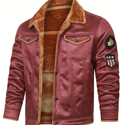 fachgo | H01 Faux Fur Coat Composite Plush Thickened Warm Men's Jacket