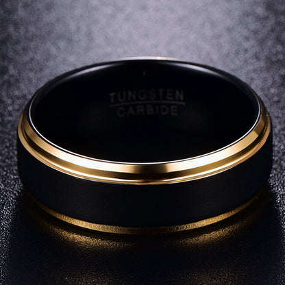 fachgo | [Golden Tungsten Ring] Golden Tungsten Ring | 8mm width, Vacuum plating, Black matte surface, Men's, USA size 7-15