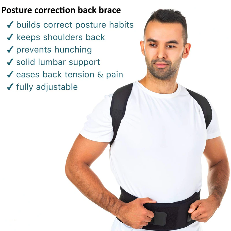 fachgo | Posture Corrector Support Magnetic Back Shoulder Brace Belt Band For