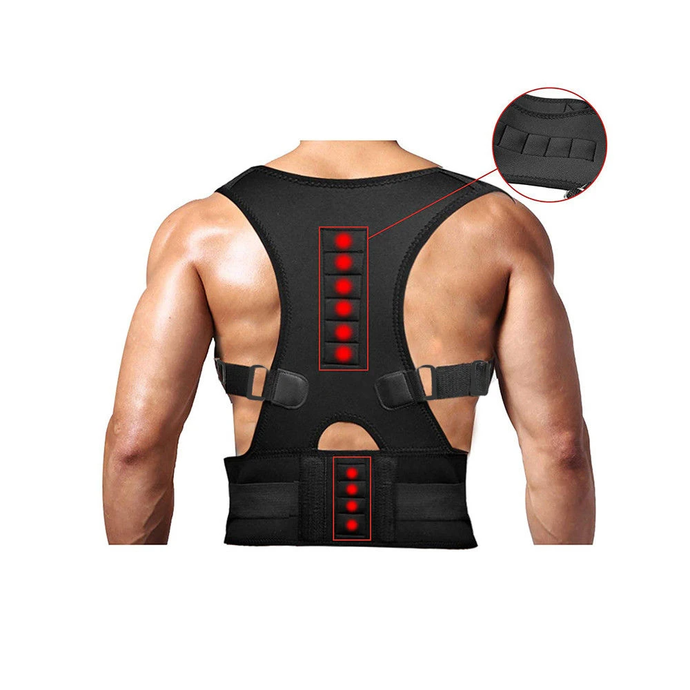 fachgo | Posture Corrector Support Magnetic Back Shoulder Brace Belt Band For