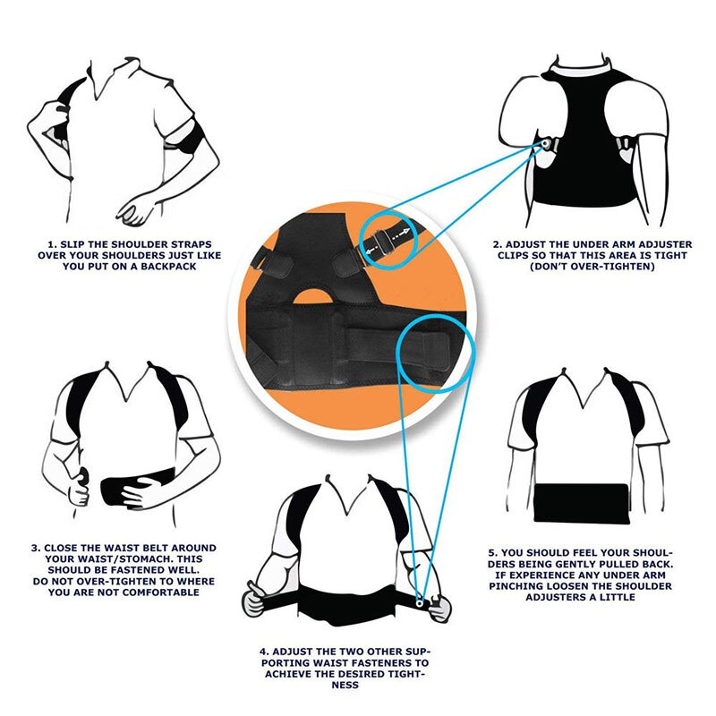 fachgo | Posture Corrector Support Magnetic Back Shoulder Brace Belt Band For