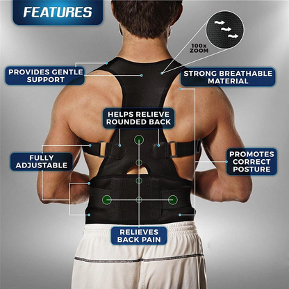 fachgo | Posture Corrector Support Magnetic Back Shoulder Brace Belt Band For