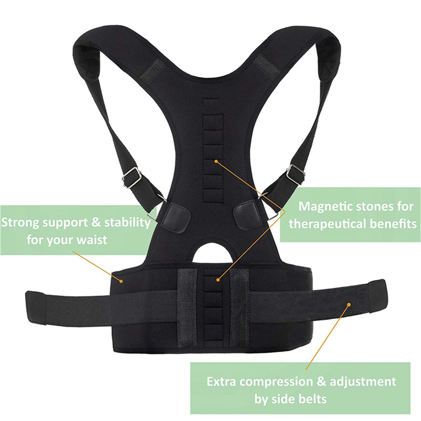 fachgo | Posture Corrector Support Magnetic Back Shoulder Brace Belt Band For