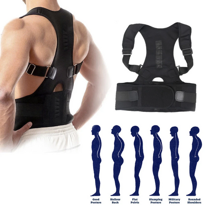 fachgo | Posture Corrector Support Magnetic Back Shoulder Brace Belt Band For
