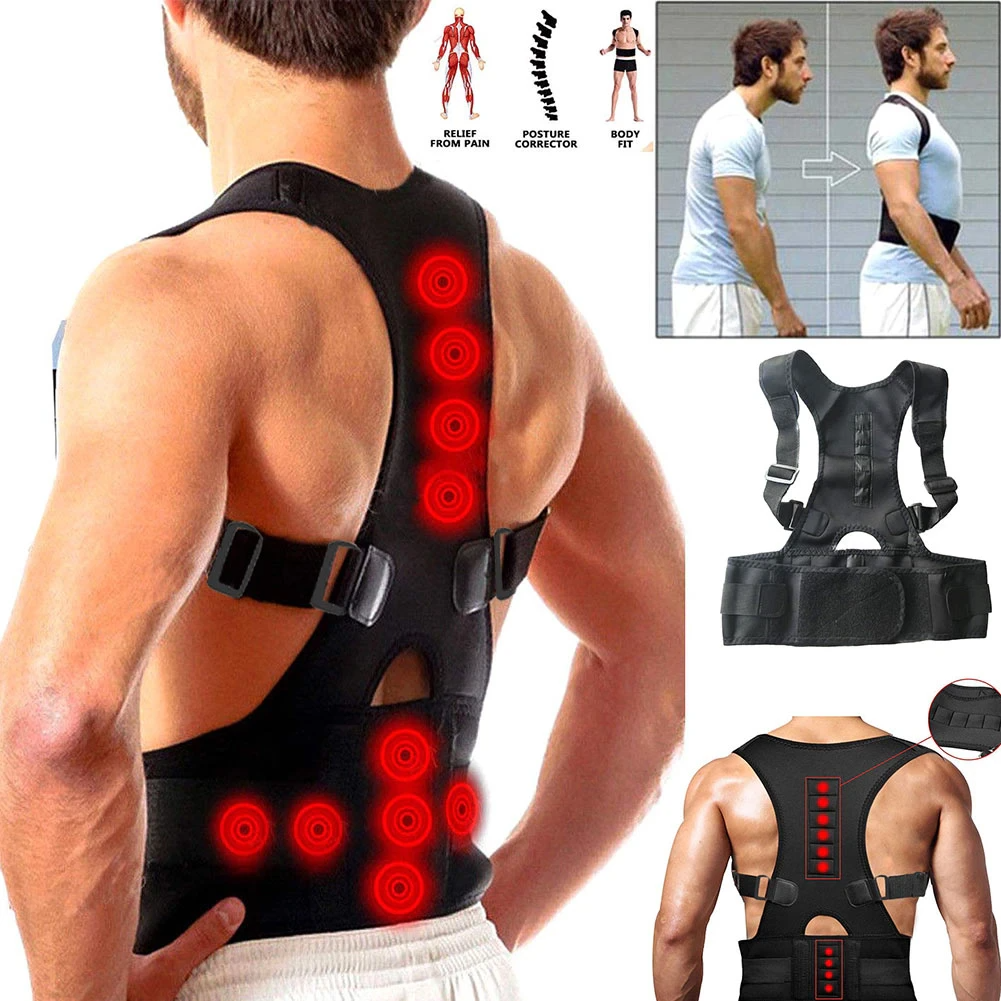 fachgo | Posture Corrector Support Magnetic Back Shoulder Brace Belt Band For