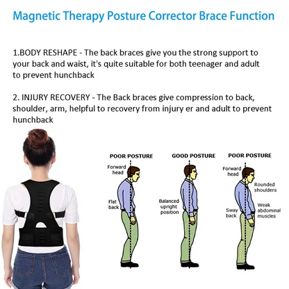fachgo | Posture Corrector Support Magnetic Back Shoulder Brace Belt Band For