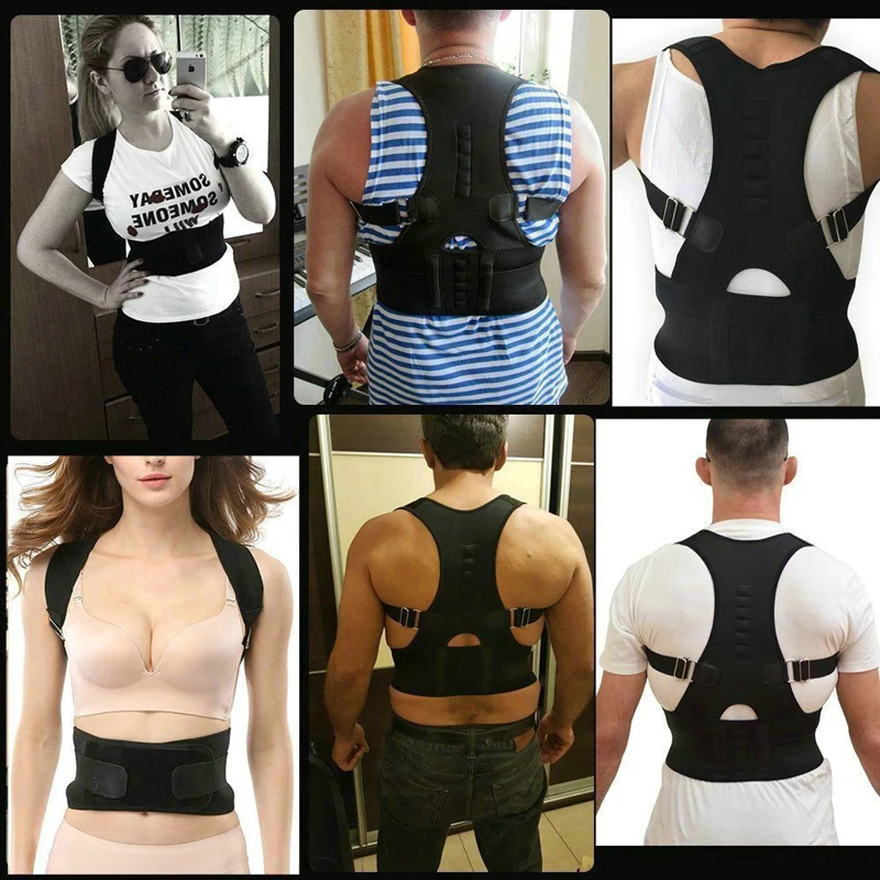 fachgo | Posture Corrector Support Magnetic Back Shoulder Brace Belt Band For