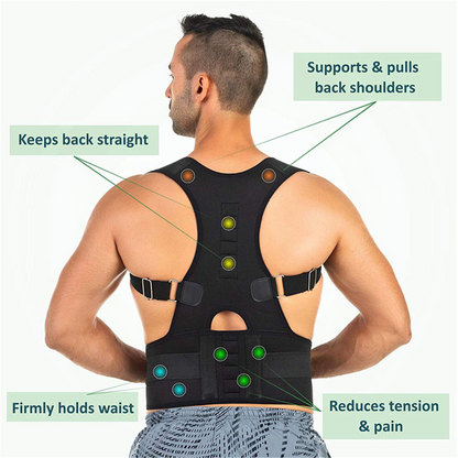 fachgo | Posture Corrector Support Magnetic Back Shoulder Brace Belt Band For