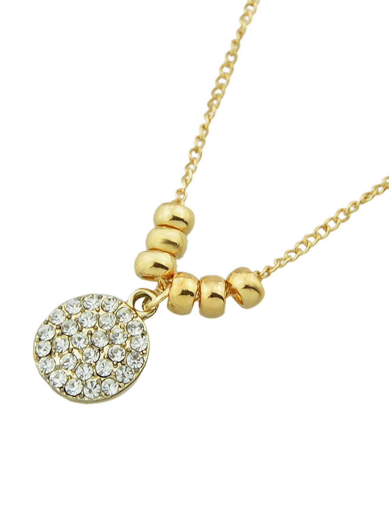 Trendy Jewellery 2 pcs Gold Silver Chain Rhinestone Decor Round Pendant Necklace featuring a stunning round rhinestone pendant.
