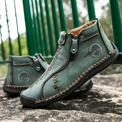 fachgo | Men's Handmade PU Boots with Zipper, Casual