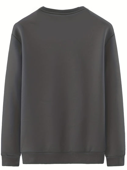 fachgo | New Men's Casual Fashionable Solid Color Crew Neck Sweatshirts For Autumn And Winter