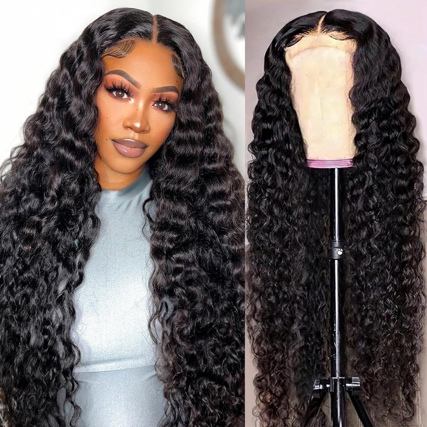 fachgo | Front Lace Human Hair Wig Deep Wave Human Wigs