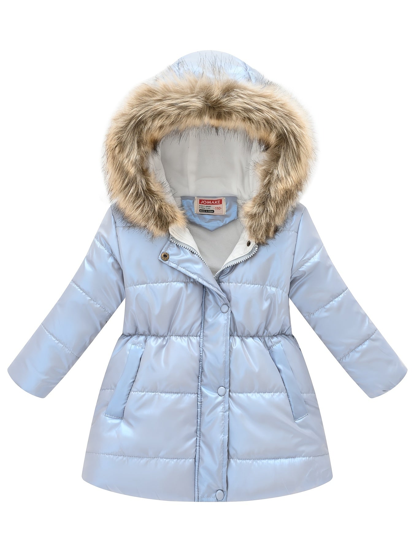 fachgo | Children's Winter New Style Thickened Glossy Hooded Jacket for Boys and Girls, Mid-Length