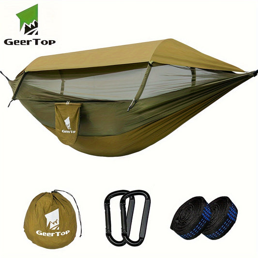 fachgo | GEERTOP 3in 1 Outdoor Hammock with Mosquito Net Sun Shelter, Double Sleep Rest Camping Hammock for Backpacking Travel Garden Park