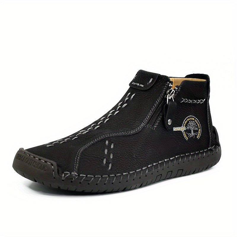 fachgo | Men's Handmade PU Boots with Zipper, Casual