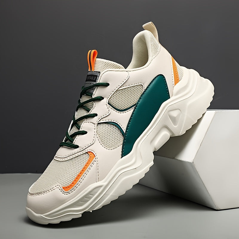 fachgo | Men's Fashion Platform Sneakers - Casual Athletic Dad Shoes, Height-Increasing Breathable Mesh, Anti-Slip EVA Sole, Suitable for Running and Outdoor Activities, Thick-Soled Walking Shoes