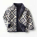 Boys Geometric Fleece Zip Up Jacket with Stand Collar