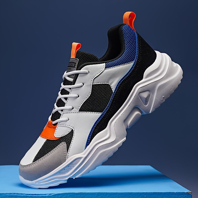fachgo | Men's Fashion Platform Sneakers - Casual Athletic Dad Shoes, Height-Increasing Breathable Mesh, Anti-Slip EVA Sole, Suitable for Running and Outdoor Activities, Thick-Soled Walking Shoes