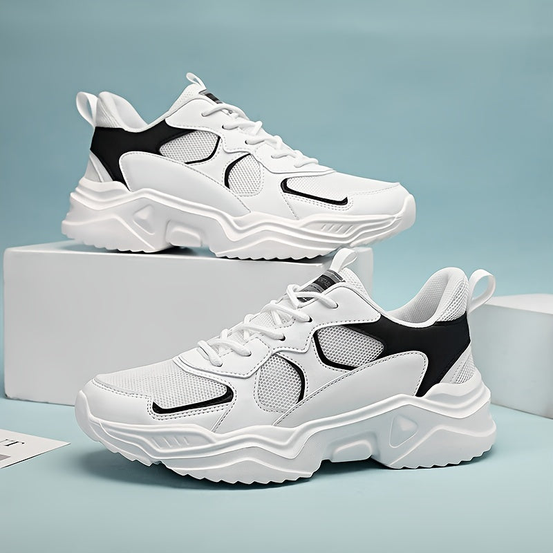 fachgo | Men's Fashion Platform Sneakers - Casual Athletic Dad Shoes, Height-Increasing Breathable Mesh, Anti-Slip EVA Sole, Suitable for Running and Outdoor Activities, Thick-Soled Walking Shoes