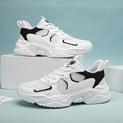fachgo | Men's Fashion Platform Sneakers - Casual Athletic Dad Shoes, Height-Increasing Breathable Mesh, Anti-Slip EVA Sole, Suitable for Running and Outdoor Activities, Thick-Soled Walking Shoes