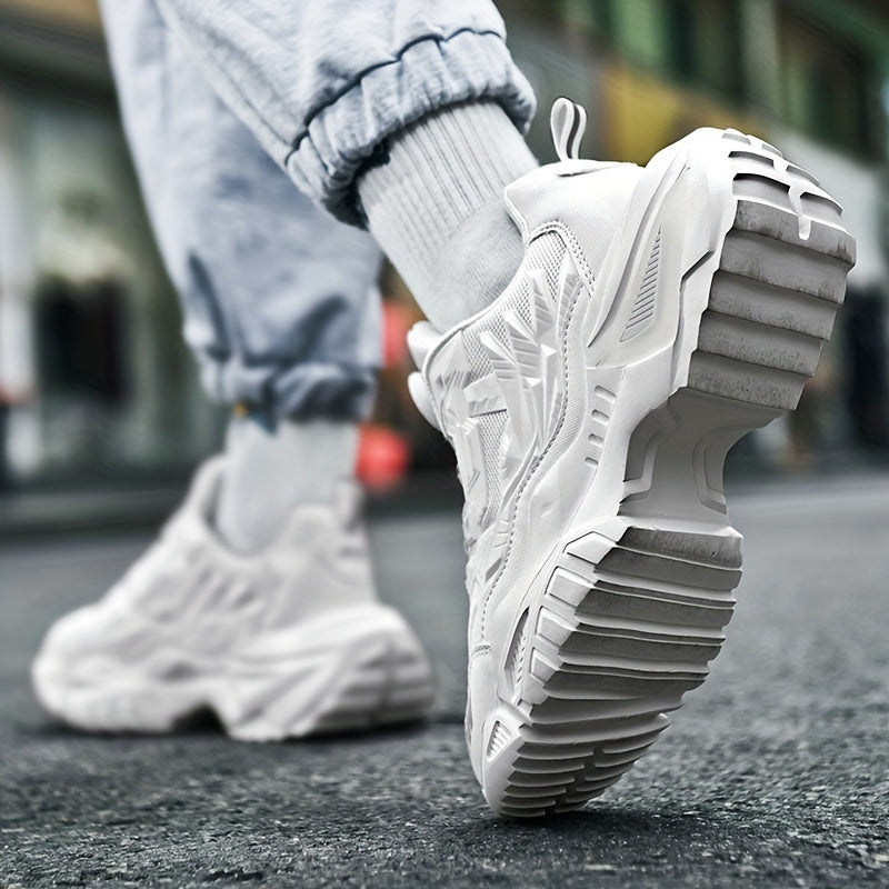 fachgo | Men'S Breathable Running Shoes - Lightweight Sneakers with Cushioned TPU Sole, Lace-Up Closure, Non-Slip Rubber Outsole - All-Season Gym, Jogging, Gym Footwear, Striped Design, Comfortable Fit, Fitness Enthusiasts