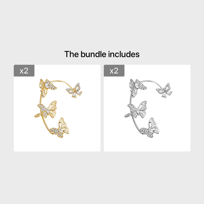 fachgo | Women'S Elegant Butterfly Ear Cuffs - No-Piercing Ear Hooks, Synthetic Gemstone Accents, Everyday & Formal Jewelry for Parties, Weddings, Everyday Outfits - Non-Piercing Ear Clips for Sensitive Light Beige, Party Accessories,