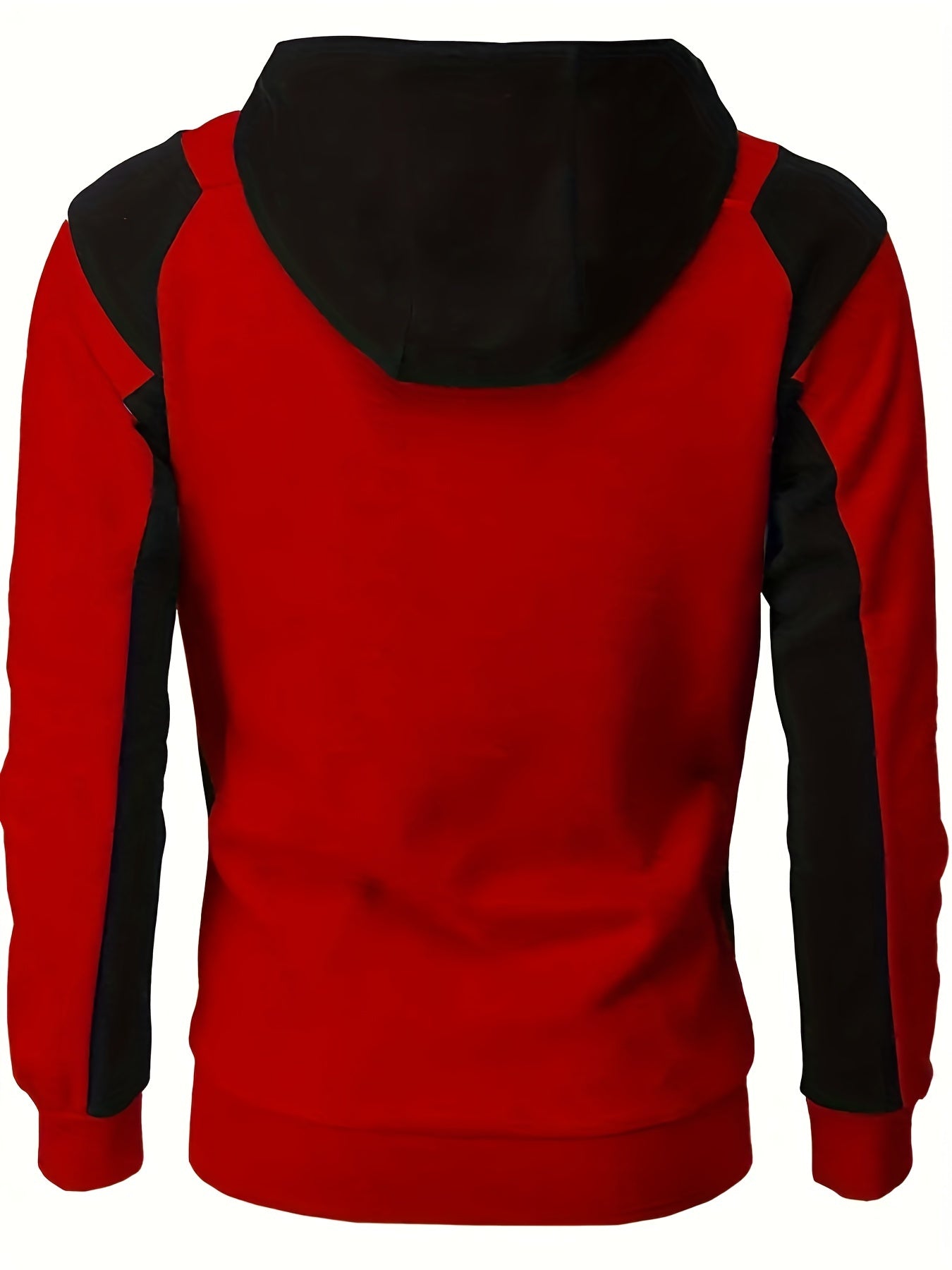 fachgo | Long Sleeves Men's Color Block Fleece Sweatshirt with Pockets, Zipper Hooded Drawstrings