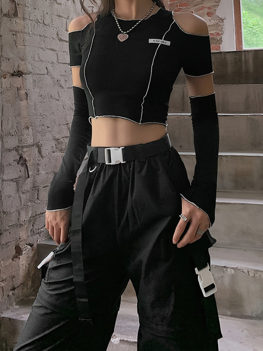 fachgo | Women’s Off-Shoulder Long Sleeve T-Shirt