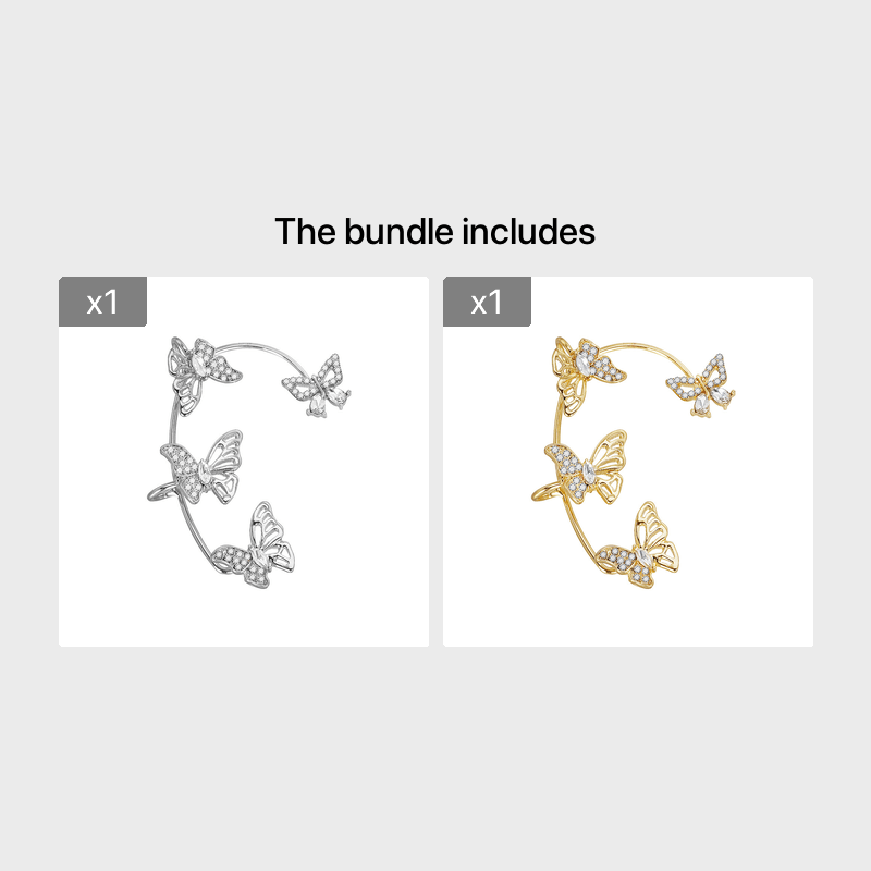 fachgo | Women'S Elegant Butterfly Ear Cuffs - No-Piercing Ear Hooks, Synthetic Gemstone Accents, Everyday & Formal Jewelry for Parties, Weddings, Everyday Outfits - Non-Piercing Ear Clips for Sensitive Light Beige, Party Accessories,