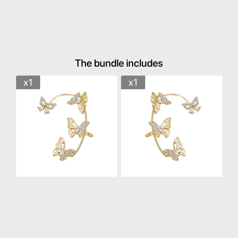 fachgo | Women'S Elegant Butterfly Ear Cuffs - No-Piercing Ear Hooks, Synthetic Gemstone Accents, Everyday & Formal Jewelry for Parties, Weddings, Everyday Outfits - Non-Piercing Ear Clips for Sensitive Light Beige, Party Accessories,
